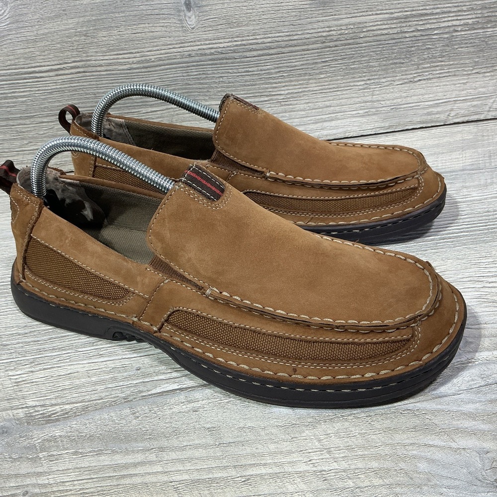 Clarks Men's Slip On Loafers Brown Nubuck Leather Comfort Casual Shoes Size US 9
